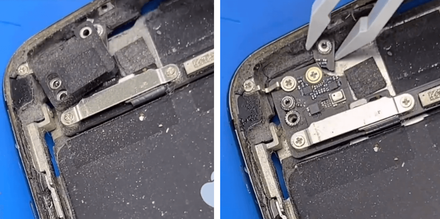 Riparazione della scheda madre dell'iphone 8 plus: come abbiamo risolto i problemi di pcb e wi-fi incrinati dopo un danno da caduta 01 La scheda madre si è già incrinata