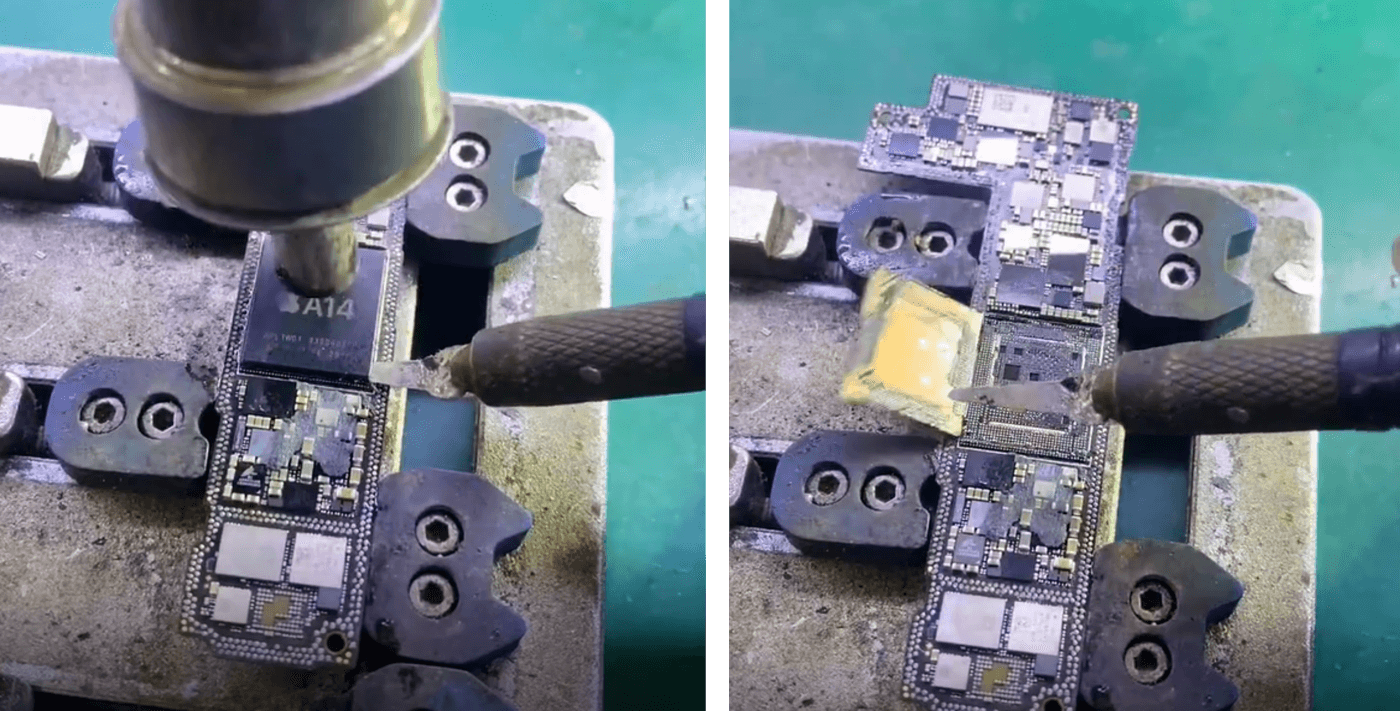 iphone 12 pro bootfehler nach fall - datenwiederherstellung & logikplatine reparaturanleitung 02 Entfernen Sie die CPU