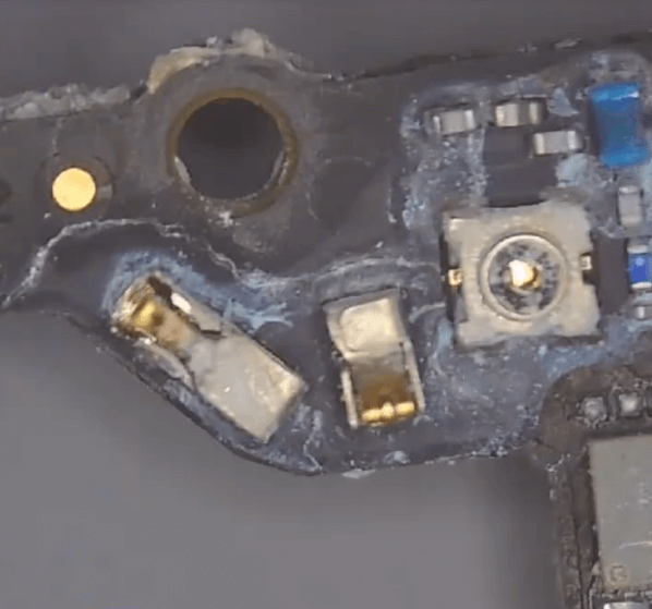 huawei mate x2 reparación de daños causados por el agua de mar (i) 06 las partes corrosivas de la placa base