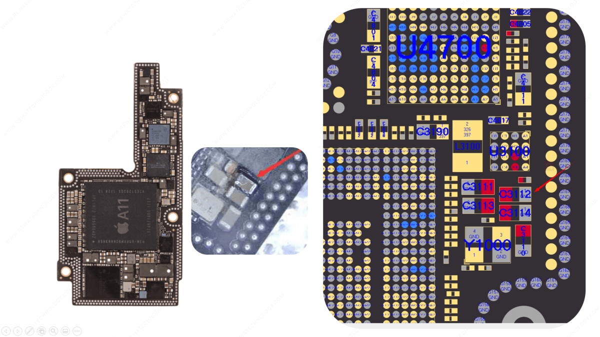 iphone x non può avviare causato da danni al condensatore boost Anche il C3112 si è sciolto