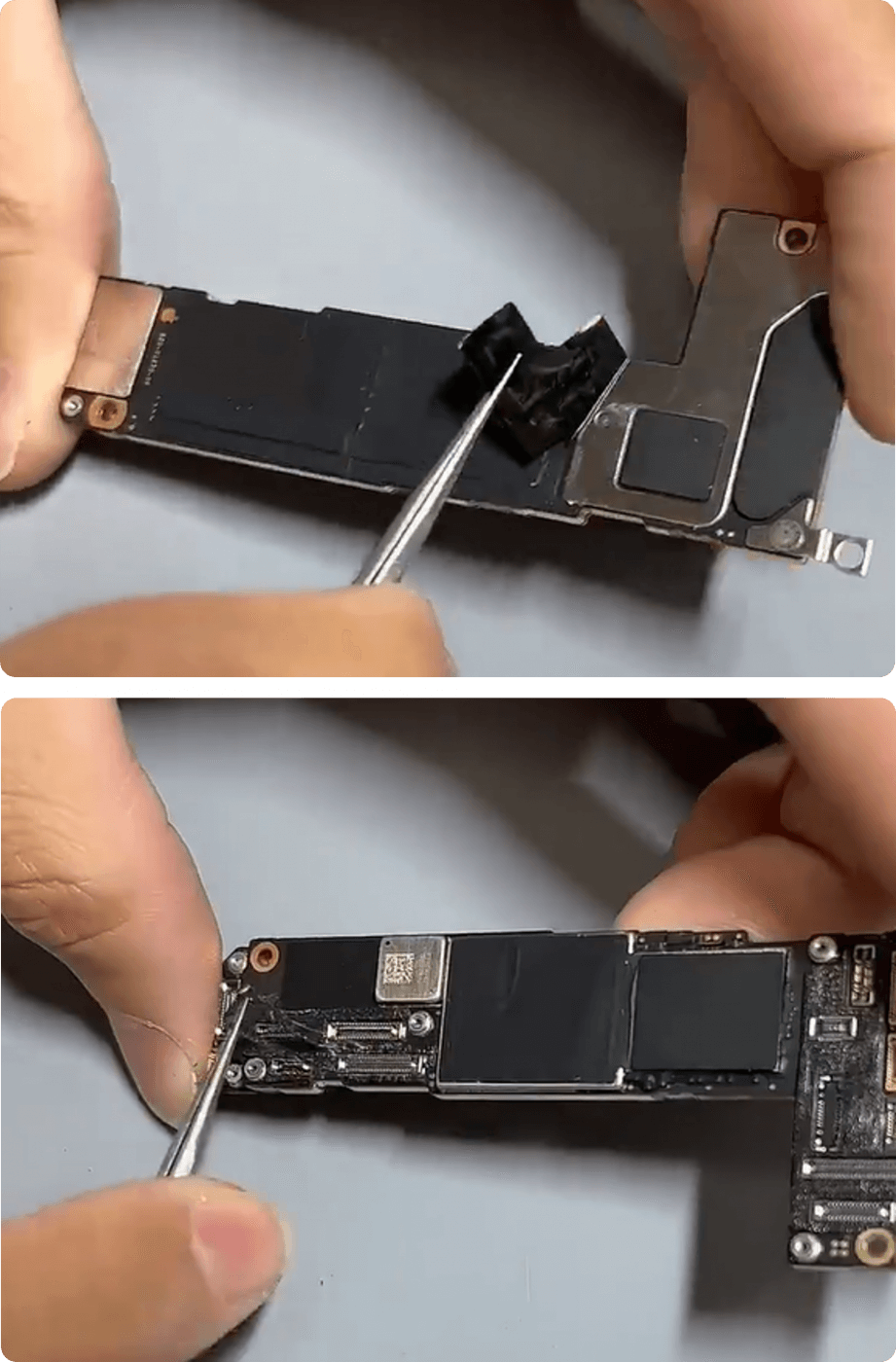 comment réparer l'iphone 12 qui ne démarre pas après un accident de voiture Retirer l'autocollant de dissipation de la chaleur et la mousse
