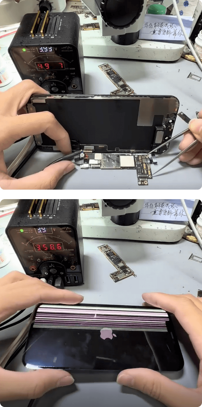 comment réparer l'iphone 12 qui ne démarre pas après un accident de voiture Souder à nouveau L4200 puis démarrer pour tester