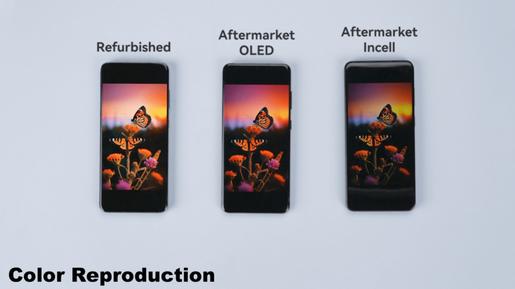samsung screen comparison: oem, oled, and incell Color Reproduction