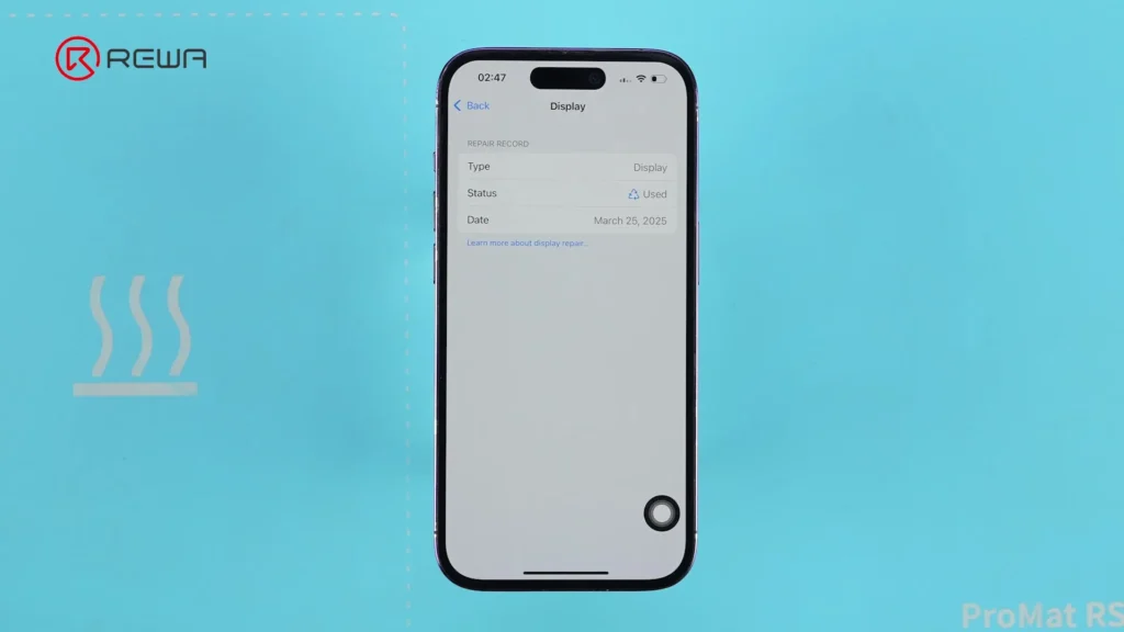 la primera pantalla aftermarket que pasa ios 18.3 repair assistant sin ic swap mostrando estado usado 1