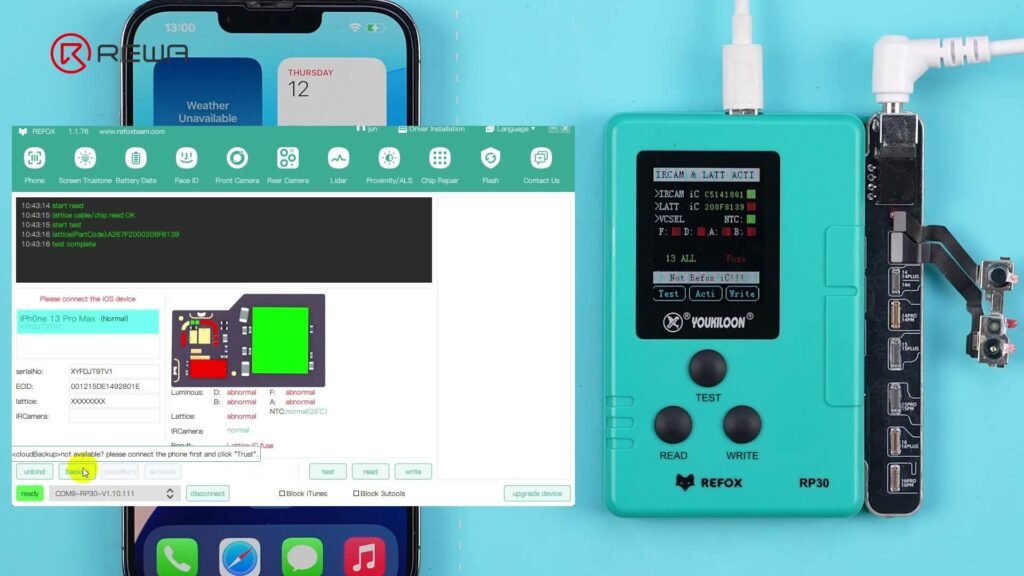 no-solder fix for face id not working on iphone 13–15 series (new repair method) fix face id using refox programmer