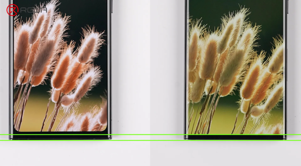 the evolution of samsung aftermarket screens: from incell lcd to advanced 1:1 oled Side-by-side comparison of phone screens highlighting the narrower bottom bezel on the 1:1 OLED display